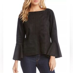 Karen Kane Faux Suede Black Top Large